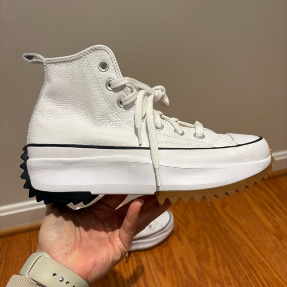 New Converse Run Star Hike Leather White Women's Platform Sneakers A04293C Sz 7 - Picture 3 of 12